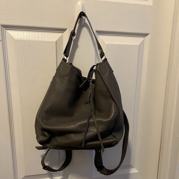AllSaints Kita Convertible Leather Backpack in Storm Grey - Picture 1 of 6